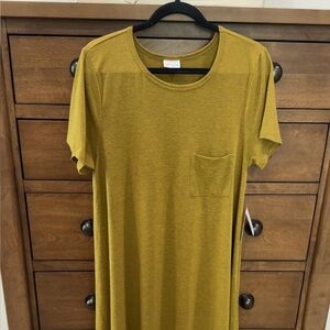 LuLaRoe Mustard Yellow Midi T-Shirt Dress